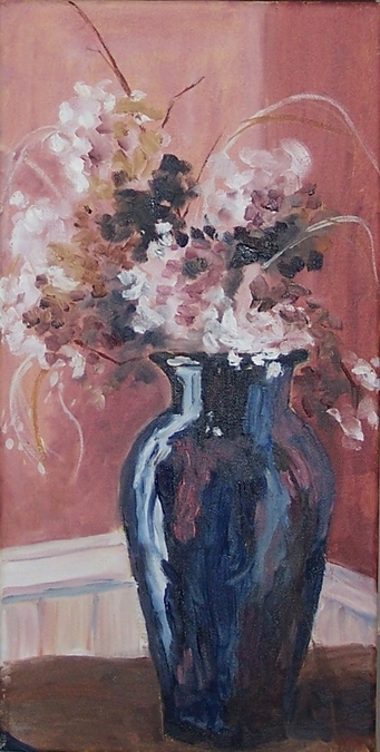 Blue Vase of Hydrangea