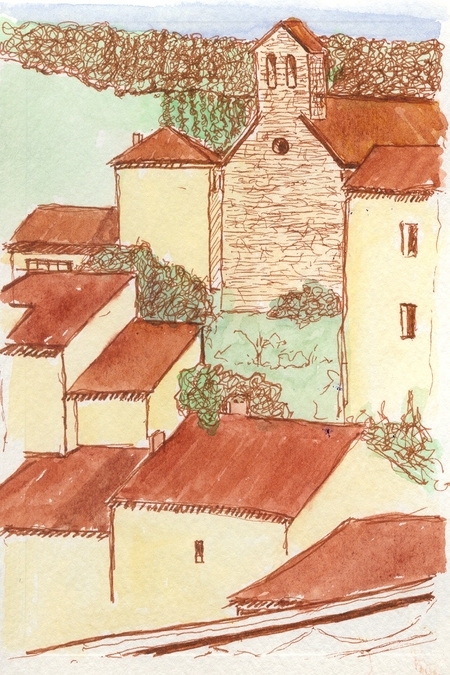 Cucugnan France Watercolour Study