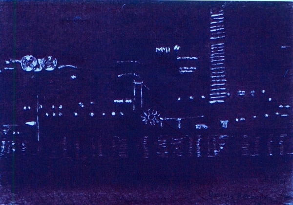 Darling Harbour Night   Time View   Dorothy dhunter Adams   Sydney Australia