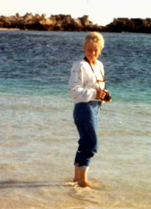 Dorothy standing in Indian Ocean