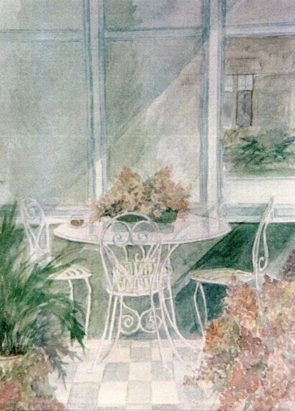 Nanny's Table   watercolour   Dorothy dhunter Adams  SOLD