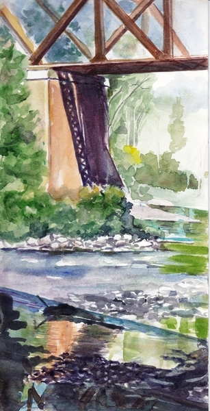 Painting Under the Bridge   Dorothy dhunter Adams