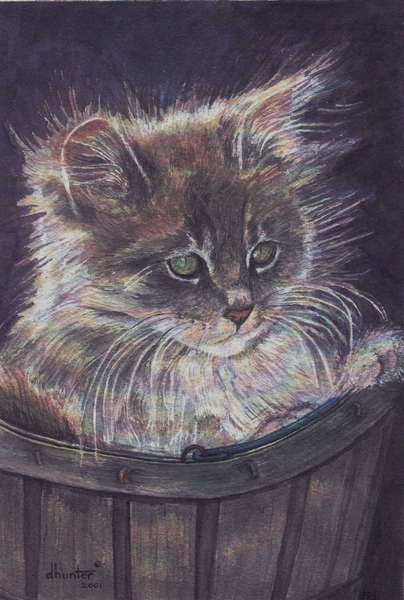 Small Kitten in a Basket   Dorothy dhunter Adams   SOLD